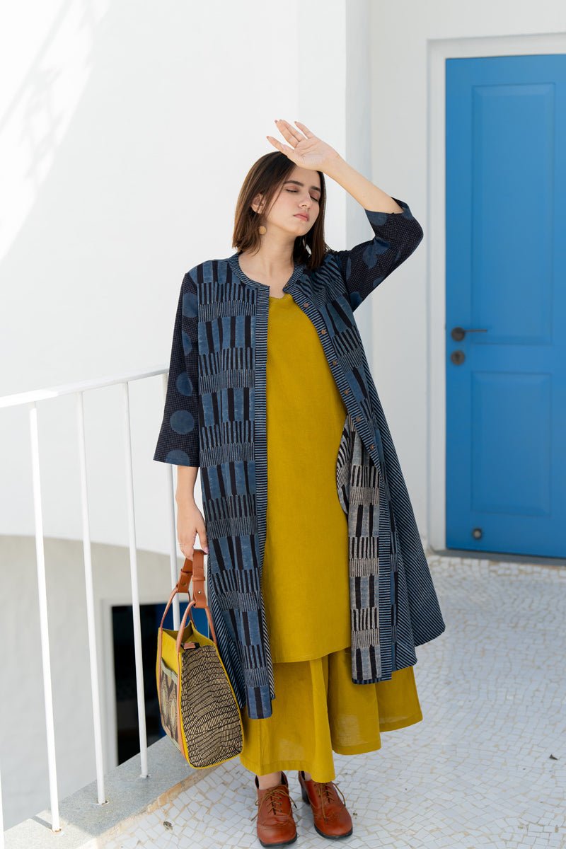 A-Line Kurta - Black & Indigo - Image 10