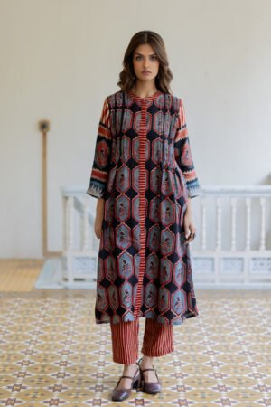 Alternative view of Chanderi Silk Pintuck Kurta Set of 2 - Noura