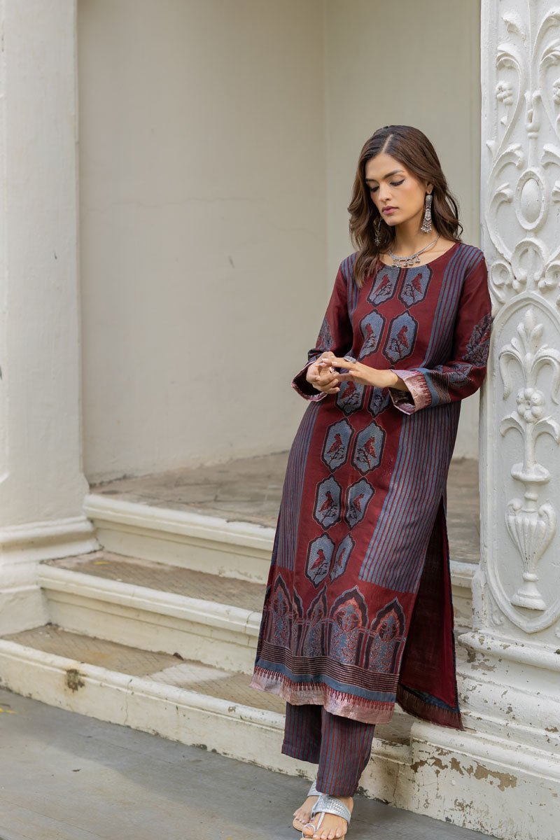 Chanderi Silk Classic Kurta Set of 2 - Noura - Image 3