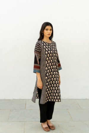 Panelled Kurta - Ark Black - Image 3