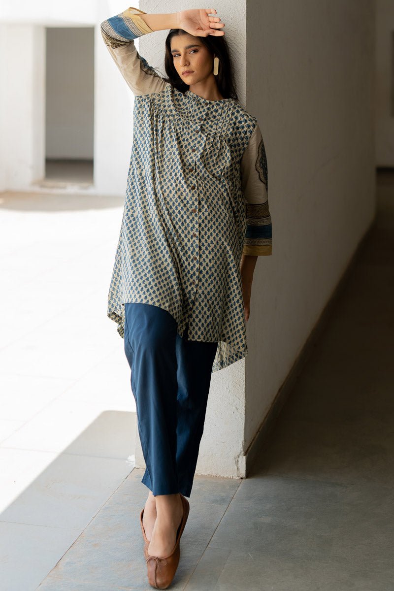 Short Pintuck Kurta - Baani Indigo - Image 2