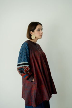Bias Tunic - Indigo & Burgundy - Image 6