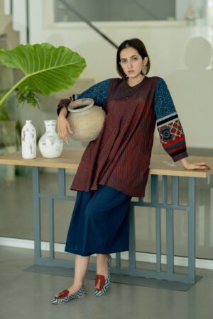 Bias Tunic - Indigo & Burgundy - Image 9